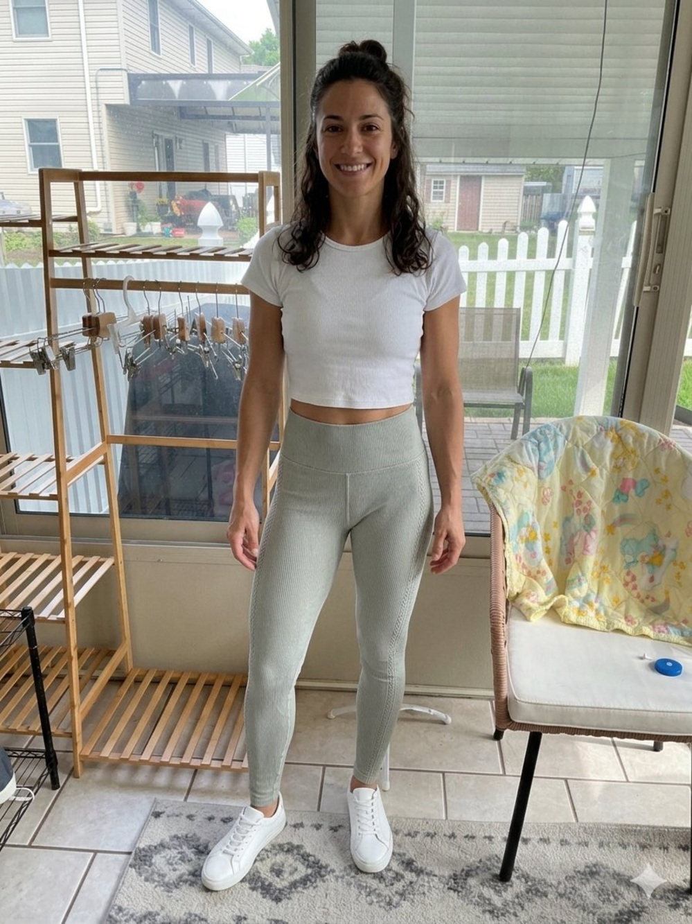 aerie High-Waist Ribbed Leggings - Sage